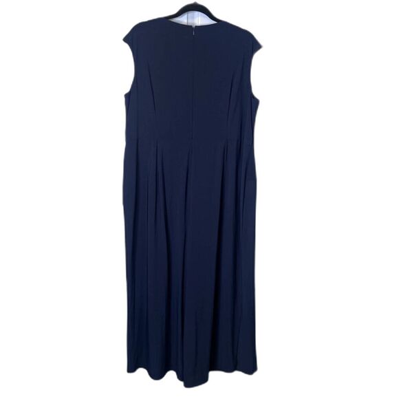 Adrianna Papell Navy Blue Sleeveless Formal Pantsuit Cascade Draped Plus SZ 20W - Picture 3 of 13